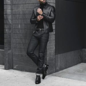 Zafy Leather New Black Racer Leather Jacket For Men Biker Moto Pure Lambskin Jacket - Image 2