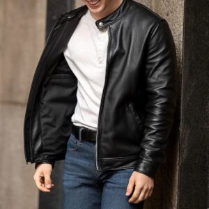 Zafy Leather New Black Racer Leather Jacket For Men Biker Moto Pure Lambskin Jacket - Image 4