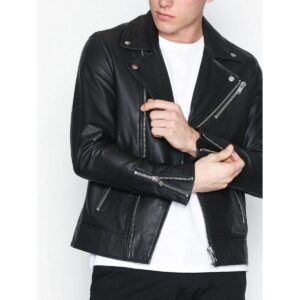 Zafy Leather New Black Leather Jacket Men Biker Cafe Racer Pure Lambskin - Image 1