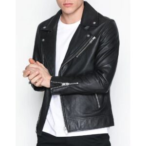 Zafy Leather New Black Leather Jacket Men Biker Cafe Racer Pure Lambskin - Image 2