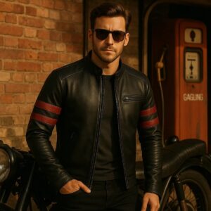 Zafy Leather Men's Pure Lambskin Black Leather Jacket Real Sheepskin Biker Jacket - Image 1
