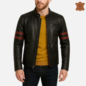 Zafy Leather Men's Pure Lambskin Black Leather Jacket Real Sheepskin Biker Jacket - Image 2
