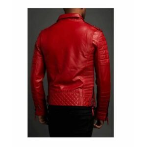 Zafy Leather Men's Leather Jacket Genuine Red Lambskin Slim Fit Biker Racer Jacket - Image 4