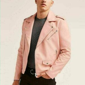 Zafy Leather Genuine Baby Pink Leather Jacket For Men's Slim Fit Biker Stylish Jacket