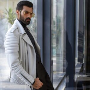 Zafy Leather White Leather Jacket For Mens Pure Sheepskin Slim Fit Biker Jacket - Image 4