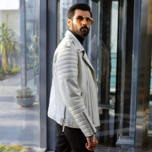 Zafy Leather White Leather Jacket For Mens Pure Sheepskin Slim Fit Biker Jacket - Image 5