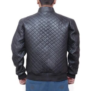 Zafy Leather Men's Black Jacket Soft Lambskin Leather Bomber Quilted Biker Jacket - Image 2