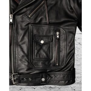 Zafy Leather Men's Vintage Black Slim Fit Quilted Style Fashion Biker Leather Jacket - Image 4