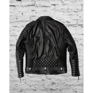 Zafy Leather Men's Vintage Black Slim Fit Quilted Style Fashion Biker Leather Jacket - Image 5