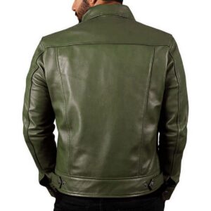 Zafy Leather Olive Green Leather Jacket Mens Real Soft Lambskin Leather Biker Moto Jacket - Image 2