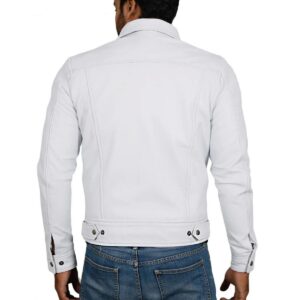 Zafy Leather Men's White Jacket Genuine Lambskin Leather Casual Motorcycle Racer Jacket - Image 2