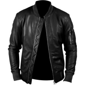 Zafy Leather Men's Genuine Leather Black Lambskin Bomber Jacket Handmade Stylish Jacket - Image 1