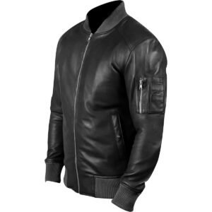Zafy Leather Men's Genuine Leather Black Lambskin Bomber Jacket Handmade Stylish Jacket - Image 2