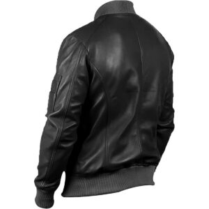 Zafy Leather Men's Genuine Leather Black Lambskin Bomber Jacket Handmade Stylish Jacket - Image 4