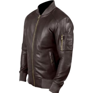 Zafy Leather Men's Real Leather Bomber Jacket Brown Cafe Racer Motorcycle Biker Jacket - Image 2
