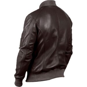 Zafy Leather Men's Real Leather Bomber Jacket Brown Cafe Racer Motorcycle Biker Jacket - Image 4