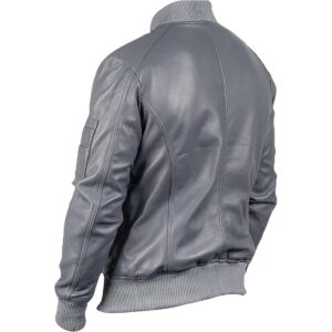 Zafy Leather Men's Gray Bomber Jacket Pure Sheepskin Cafe Racer Retro Leather Jacket - Image 4