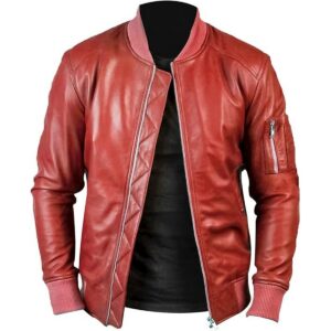 Zafy Leather Men's Bomber Jacket Pure Soft Sheepskin Dark Red Leather Jacket - Image 1