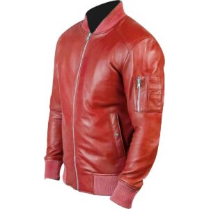 Zafy Leather Men's Bomber Jacket Pure Soft Sheepskin Dark Red Leather Jacket - Image 2