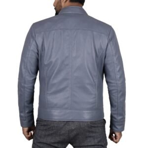Zafy Leather Men's Leather Jacket Biker Motorcycle Genuine Gray Lambskin Jacket - Image 2