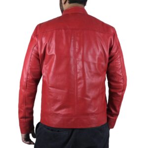 Zafy Leather Red Leather Jacket For Men 100% Real Leather Biker Racer Jacket - Image 2
