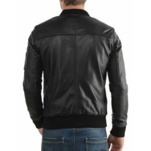 Zafy Leather Mens Black Leather Bomber Jacket 100% Real Leather Jacket For Men - Image 2