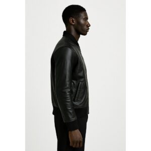 Zafy Leather Mens Black Leather Bomber Jacket Genuine Leather Jacket For Men - Image 3