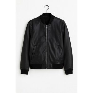 Zafy Leather Mens Black Leather Bomber Jacket Genuine Leather Jacket For Men - Image 4