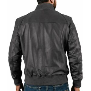 Zafy Leather Mens Gray Leather Bomber Jacket Genuine Real Leather Jacket For Men - Image 2