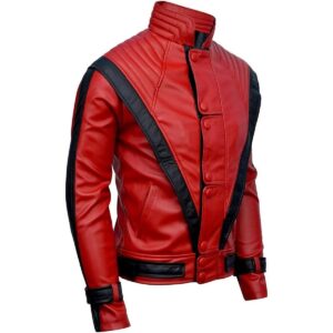 Michael Jackson Thriller MJ Real Leather Jacket Halloween Costume Cosplay Red Jacket - Image 2