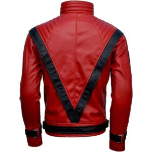 Michael Jackson Thriller MJ Real Leather Jacket Halloween Costume Cosplay Red Jacket - Image 3