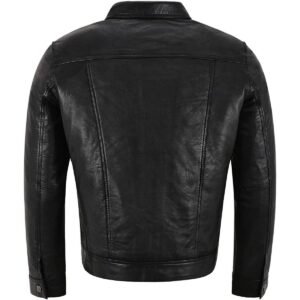 Zafy Leather Men's Black Trucker Jacket 100% Real Leather Classic Biker Jacket - Image 4