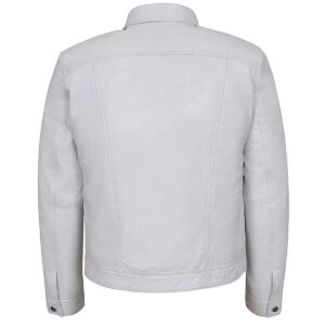 Zafy Leather Men's White Trucker Jacket 100% Real Leather Classic Biker Jacket - Image 3