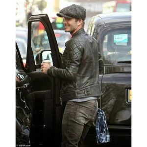 David Beckham's Leather Jacket Coat For Men's Premium Black Biker Moto Jacket - Image 3