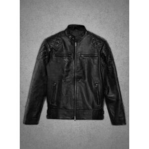Men's David Beckham Leather Jacket Black Quilted Biker 100% Leather Jacket - Image 3