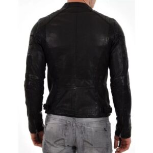 Zafy Men's Black 100% Leather Jacket Slim Fit Men's Outwear Biker Jacket - Image 2