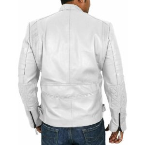 Zafy Men's White Soft Leather Jacket Genuine Lambskin Biker Cafe Racer Jacket - Image 2