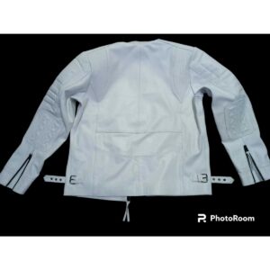 Zafy Men's White Soft Leather Jacket Genuine Lambskin Biker Cafe Racer Jacket - Image 4