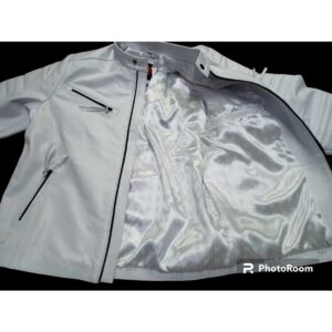 Zafy Men's White Soft Leather Jacket Genuine Lambskin Biker Cafe Racer Jacket - Image 6