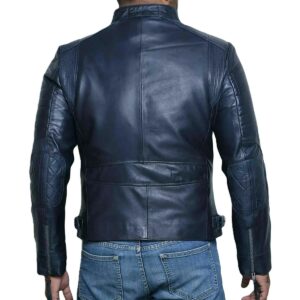 Zafy Men's Navy Blue Soft Leather Jacket Genuine Lambskin Biker Racer Jacket - Image 2