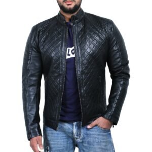 Zafy Leather Men's Black Jacket 100% Pure Sheepskin Quilted Biker Stylish Jacket - Image 1