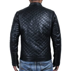 Zafy Leather Men's Black Jacket 100% Pure Sheepskin Quilted Biker Stylish Jacket - Image 2