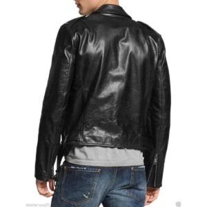 Zafy Leather Stylish Men's Button Genuine Black Lambskin 100% Leather Biker Jacket - Image 2