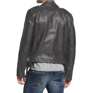 Zafy Leather Stylish Men's Gray Genuine Lambskin 100% Leather Biker Coat Jacket - Image 2