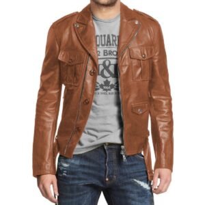 Zafy Leather Men's Genuine Lambskin 100% Premium Biker Leather Coat Jacket - Image 1