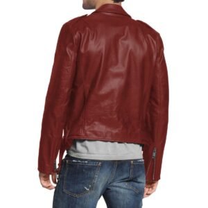 Zafy Leather Dark Red Men's Genuine Lambskin 100% Real Leather Biker Jacket - Image 2