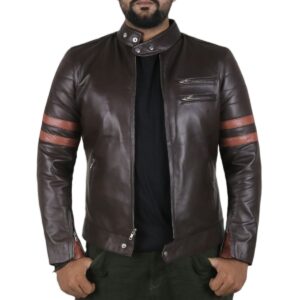 Zafy Leather Men's Brown Genuine Lambskin Leather Jacket Moto Biker Racer Jacket - Image 1