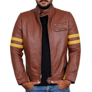 Zafy Leather Tan 100% Genuine Lambskin Leather Jacket For Men Biker Cafe Racer Jacket - Image 1