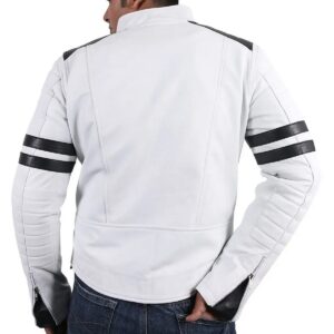 Zafy Leather Genuine Lambskin Leather White Men's Jacket Biker Motorcycle Jacket - Image 2