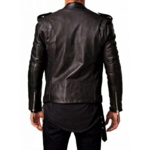 Zafy Leather Jacket Men's Black Genuine Lambskin Biker Leather Black Jacket - Image 2